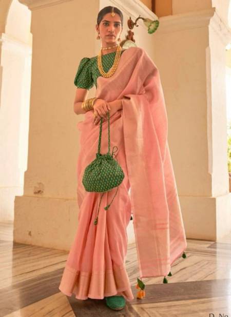 Peach Colour Kimora Lazza New Latest Designer Ethnic Wear Organza Saree Collection 2031